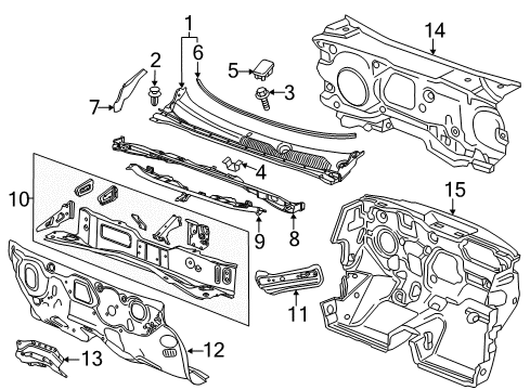 2018 Chevrolet Sonic Cowl Cowl Grille Cap Diagram for 95990327