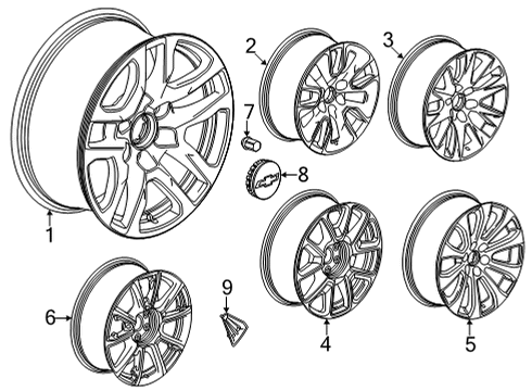 2021 Chevrolet Tahoe Wheels Center Cap Diagram for 84335831