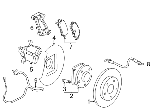 2019 Cadillac XTS Brake Components Front Pads Diagram for 84233332