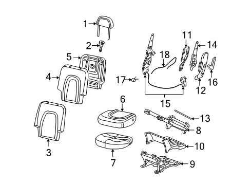 2005 Lincoln Aviator Rear Seat Components Seat Cushion Pad Diagram for 2C5Z-7863841-BA