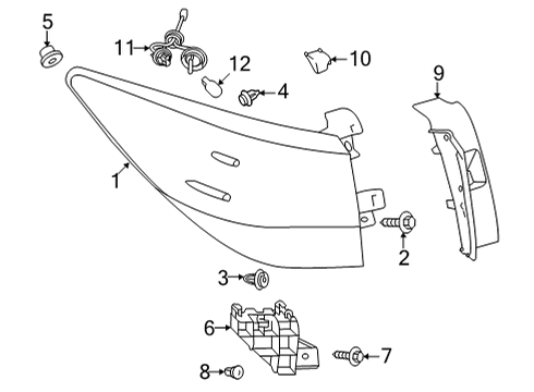 2021 Lexus RX450hL Bulbs Lens & Body, Rear Combination Lamp Diagram for 81551-48380