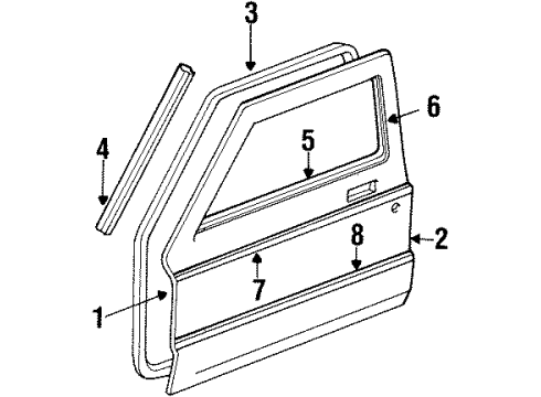 1991 Jeep Comanche Door & Components, Exterior Trim Molding-Front Door Lower-LH(4DR) Diagram for 5AJ59JXZ