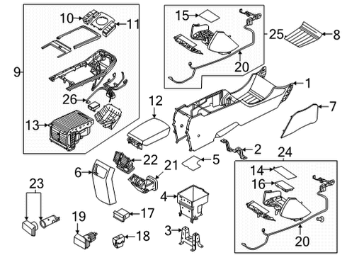 2021 Kia Niro EV Heated Seats Console Armrest Assembly Diagram for 84660Q4000CNQ