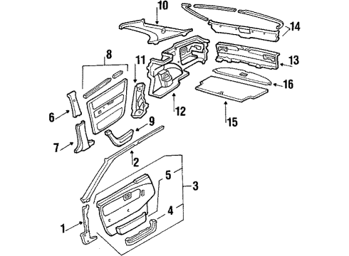 1986 Acura Integra Interior Trim Lining, Right Rear Pillar (Lofty Blue) Diagram for 73825-SE7-A40ZA