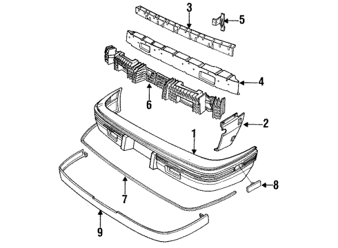 1989 Pontiac LeMans Rear Bumper Reflector-Rear Diagram for 5974642