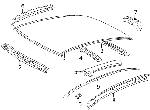 2004 Toyota Echo Roof & Components, Exterior Trim Header Panel Diagram for 63132-52011