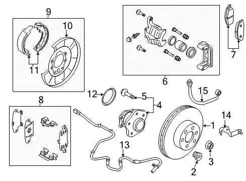 2019 Nissan Murano Anti-Lock Brakes Sensor Assy-Antiskid, Front Diagram for 47910-5AA0A