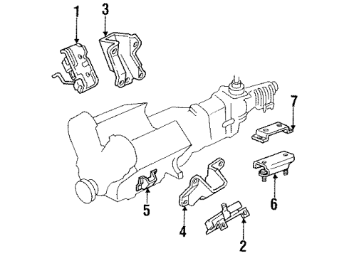 1995 Honda Passport Engine & Trans Mounting Bracket, Engine Mounting Diagram for 8-94339-922-1