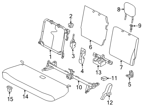 2012 Scion iQ Rear Seat Components Seat Back Panel Diagram for 71147-74020