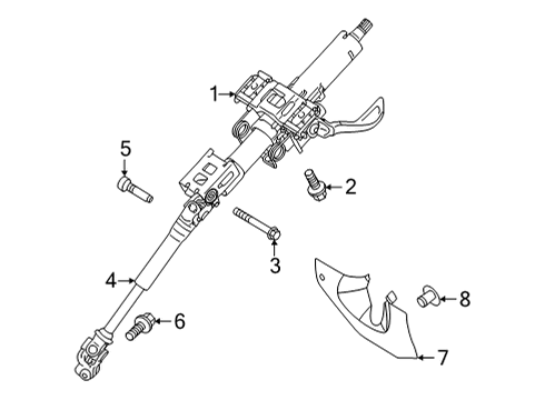 2021 Nissan Rogue Steering Column & Wheel, Steering Gear & Linkage Joint Assy-Steering Column, Lower Diagram for 48080-6RF0C