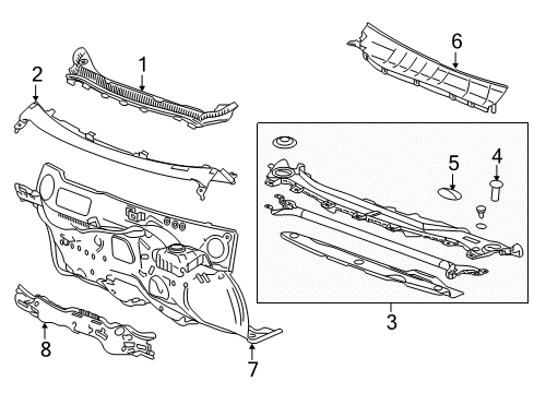 2016 Chevrolet Cruze Cowl Cowl Grille Diagram for 84069461