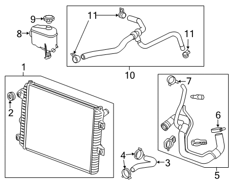 2016 Chevrolet Silverado 2500 HD Radiator & Components Inlet Hose Clamp Diagram for 23465879