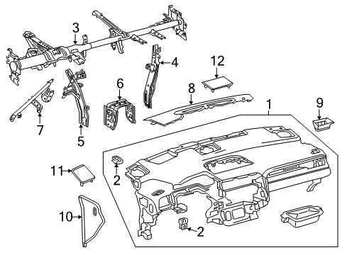 2019 Lexus RX450h Cluster & Switches, Instrument Panel Reinforcement Sub-As Diagram for 55305-0E010