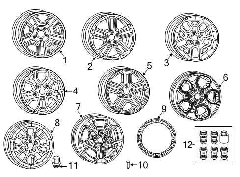 2022 Jeep Wrangler Wheels Silver Aluminum Wheel Diagram for 5VH23GSAAA