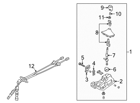 2014 Hyundai Veloster Manual Transmission Manual Transmission Lever Cable Assembly Diagram for 43794-2V300