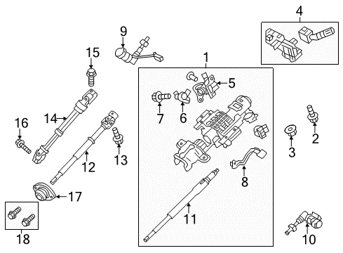 2014 Ford F-150 Steering Column & Wheel, Steering Gear & Linkage Steering Column Diagram for CL3Z-3C529-AE