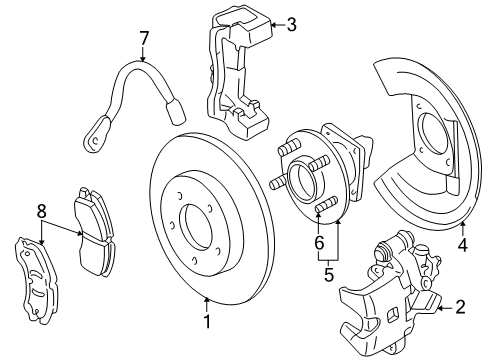 2001 Cadillac Seville Brake Components Caliper Asm, Rear Brake Diagram for 89047664