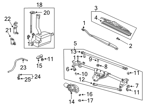 2007 Honda Pilot Wiper & Washer Components Tank Set, Washer Diagram for 76840-S9V-A02