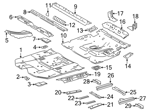 2019 Toyota Highlander Pillars, Rocker & Floor - Floor & Rails Center Floor Pan Diagram for 58211-0E909