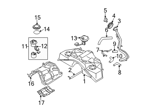 2007 Infiniti G35 Senders Cap Assembly - Filler Diagram for 17251-9BA0B