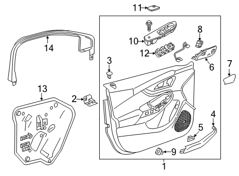 2016 Chevrolet Volt Interior Trim - Front Door Upper Trim Diagram for 23291435