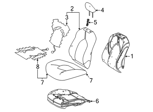 2021 Toyota Sienna Heated Seats Seat Back Cover Diagram for 71073-08160-B2