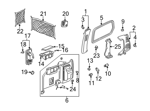 2002 Honda Odyssey Interior Trim - Side Panel Holder, Driver Side Cup (Light Fern Green) Diagram for 84661-S0X-J11ZA