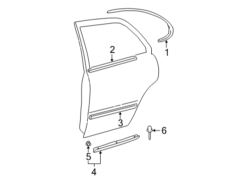 2006 Lexus ES330 Exterior Trim - Rear Door Moulding Assy, Rear Door Belt, LH Diagram for 75740-33100