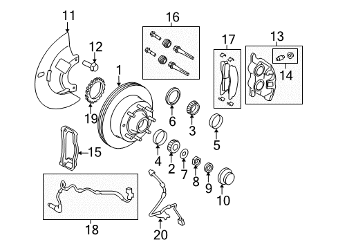 2010 Ford E-250 Anti-Lock Brakes Retainer Ring Nut Diagram for -374504-S100