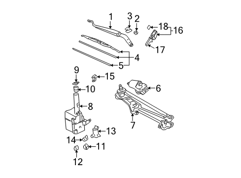 2005 Lexus ES330 Wiper & Washer Components Windshield Wiper Arm Assembly, Left Diagram for 85221-33210