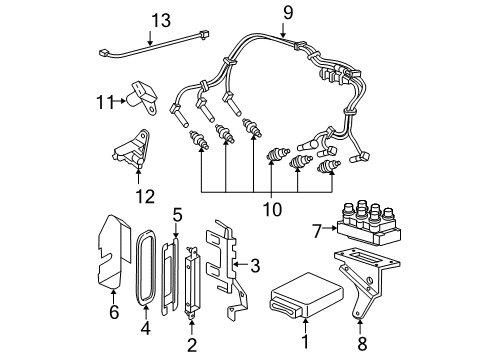 2003 Ford Explorer Powertrain Control Cable Set Diagram for 3U2Z-12259-D