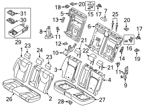 2013 Ford Fusion Rear Seat Components Hinge Diagram for DS7Z-9661320-B