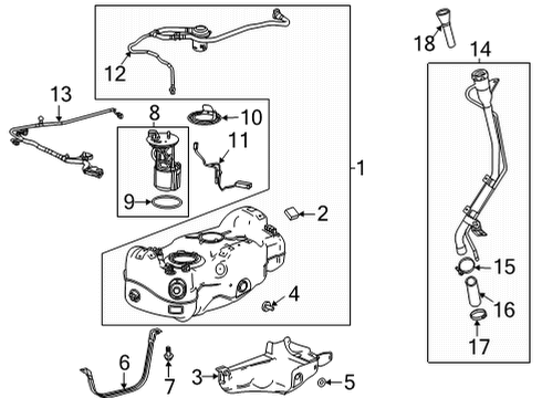 2020 Buick Encore GX Fuel System Components Fuel Tank Diagram for 42740387