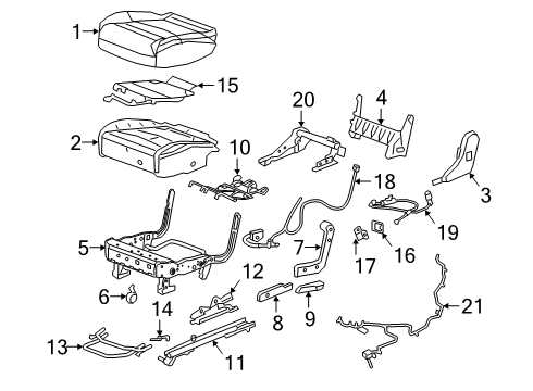 2021 Cadillac XT6 Power Seats Seat Cushion Pad Diagram for 84750887