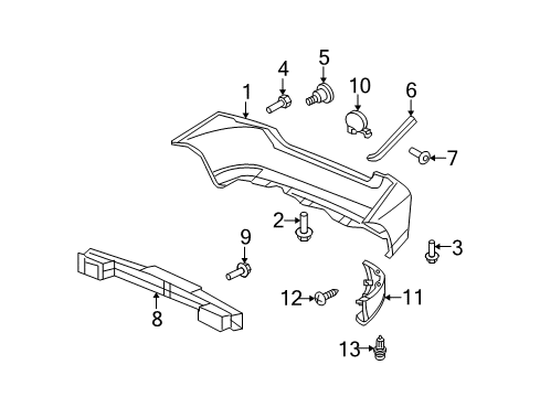 2012 Honda Fit Rear Bumper Spoiler, Left Rear Side (Taffeta White) Diagram for 71507-TK6-A01ZC