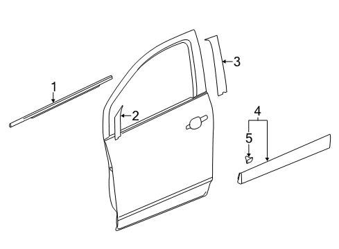 2022 Buick Encore Exterior Trim - Front Door Lower Molding Diagram for 95275365