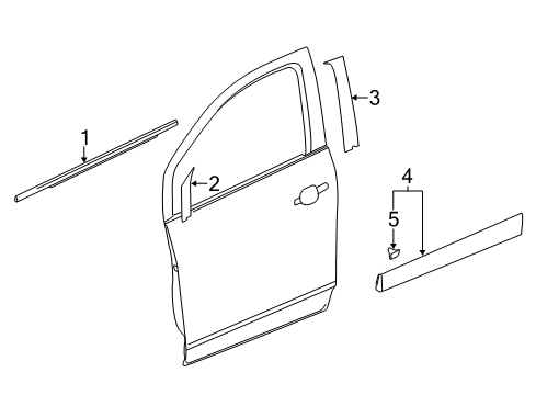 2016 Buick Encore Exterior Trim - Front Door Lower Molding Diagram for 95310027