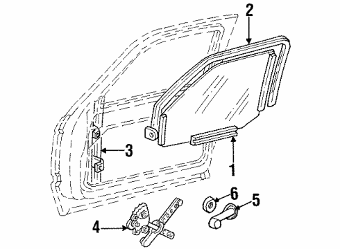 1988 Chevrolet K1500 Front Door RUN ASM-FRT S/D WDO /RH Diagram for 15603638