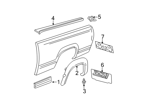 2002 GMC Sierra 1500 Exterior Trim - Pick Up Box Flare Diagram for 10374844