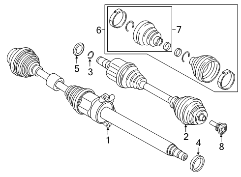 2019 BMW X2 Carrier & Front Axles Repair Kit, Gaiter Inner / Outer Diagram for 31608618546