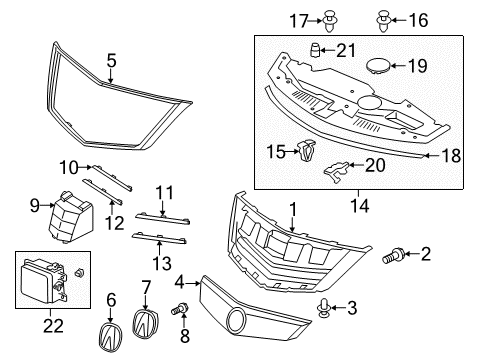 2012 Acura RL Grille & Components Clip, Snap Fitting Diagram for 90601-SJA-003