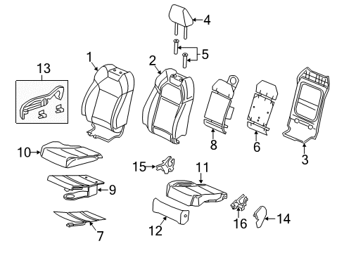 2018 Acura MDX Passenger Seat Components Pad, Right Front Diagram for 81137-TZ5-A01