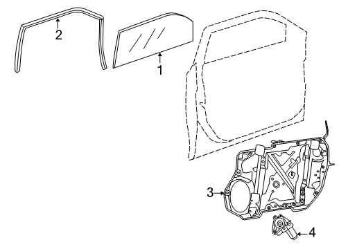 2019 Chrysler 300 Front Door - Glass & Hardware WEATHERSTRIP-Front Door Glass Diagram for 68039967AF