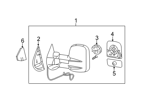 2006 Chevrolet Silverado 1500 Outside Mirrors Filler, Front Side Door Outside Rear View Mirror Diagram for 15736393