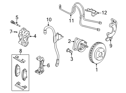 2004 Cadillac Seville Front Brakes Rotor Diagram for 88964102