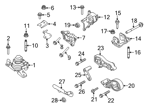 2016 Lincoln MKS Engine & Trans Mounting Front Mount Support Diagram for 7T4Z-6K075-BA