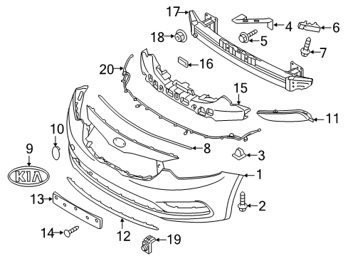 2016 Kia Forte Front Bumper Cover-BLANKING Front Fog Diagram for 86564A7000