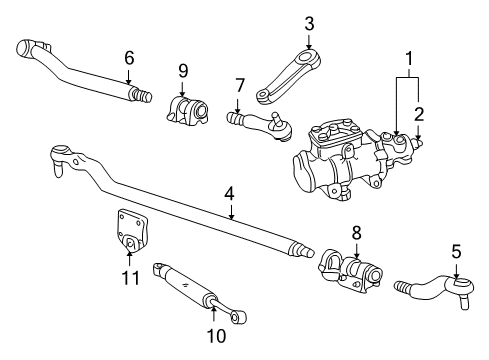 2001 Ford Excursion Steering Column & Wheel, Steering Gear & Linkage Drag Link Diagram for AC3Z-3304-N