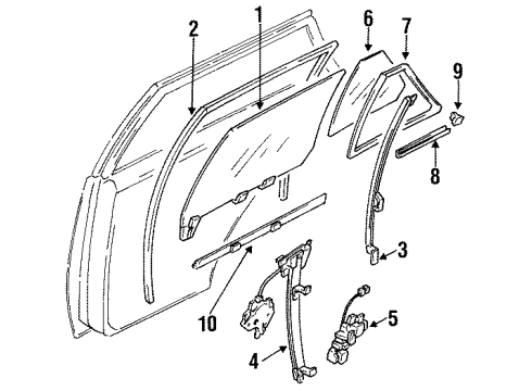 1986 Nissan Maxima Rear Door SASH Rear Door Center Diagram for 82223-01E00