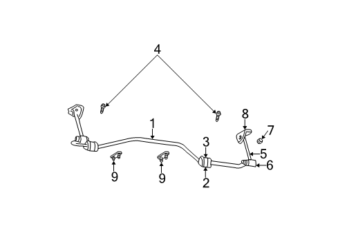 2000 Dodge Dakota Stabilizer Bar & Components - Rear Bar-Rear SWAY Diagram for 52106428AA